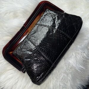 Vintage Luxurious Black Snakeskin Clutch